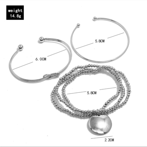 NEW 3 Piece Silver Simple Layering Bracelets - Picture 2 of 6